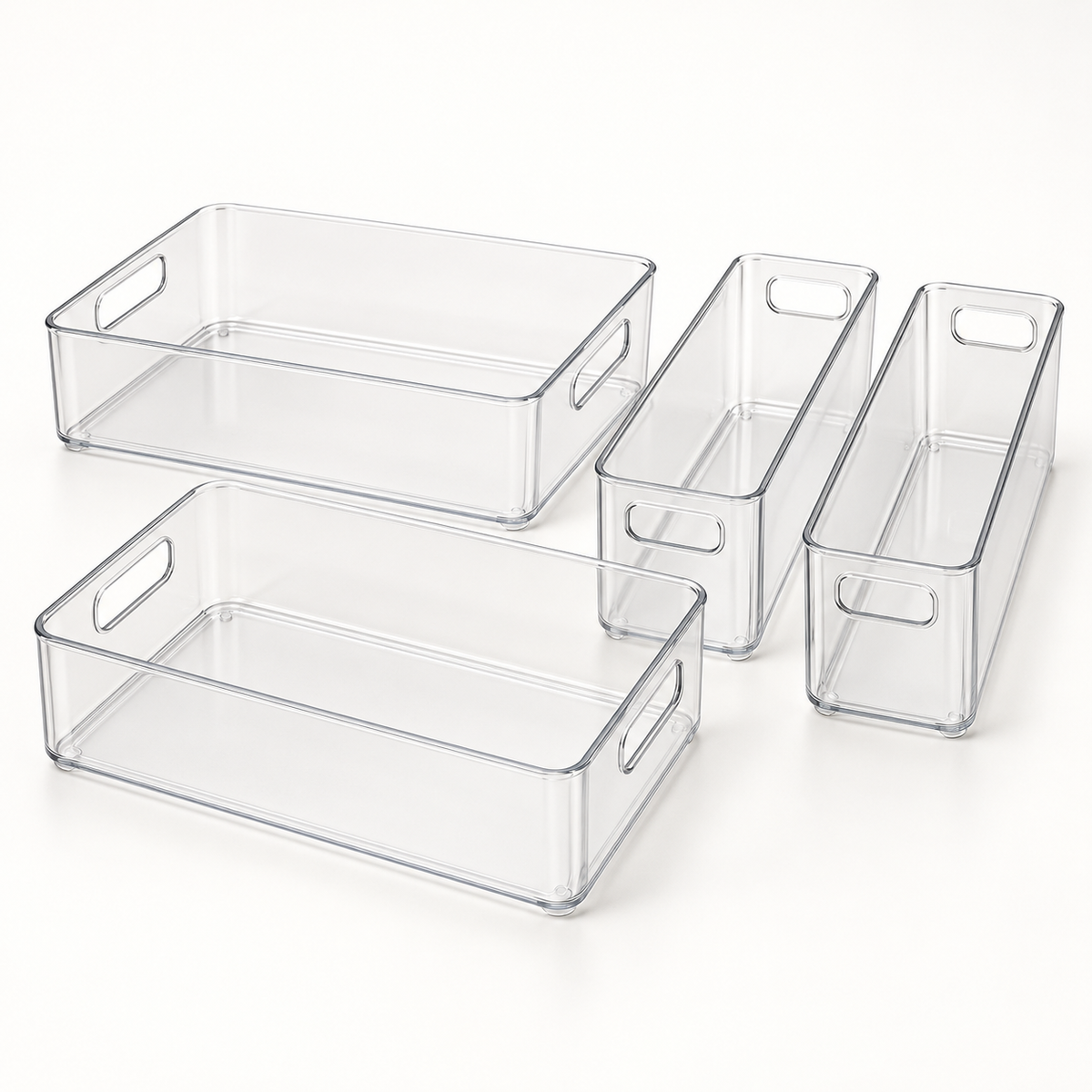 Clear Fridge Organizer Bin Set — hero