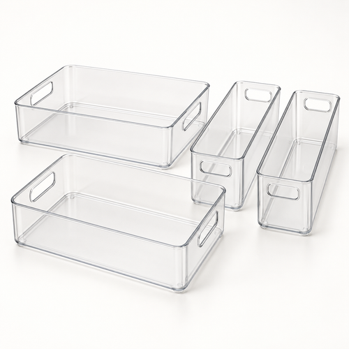 Clear Fridge Organizer Bin Set — hero