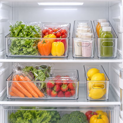 Clear Fridge Organizer Bin Set — lifestyle