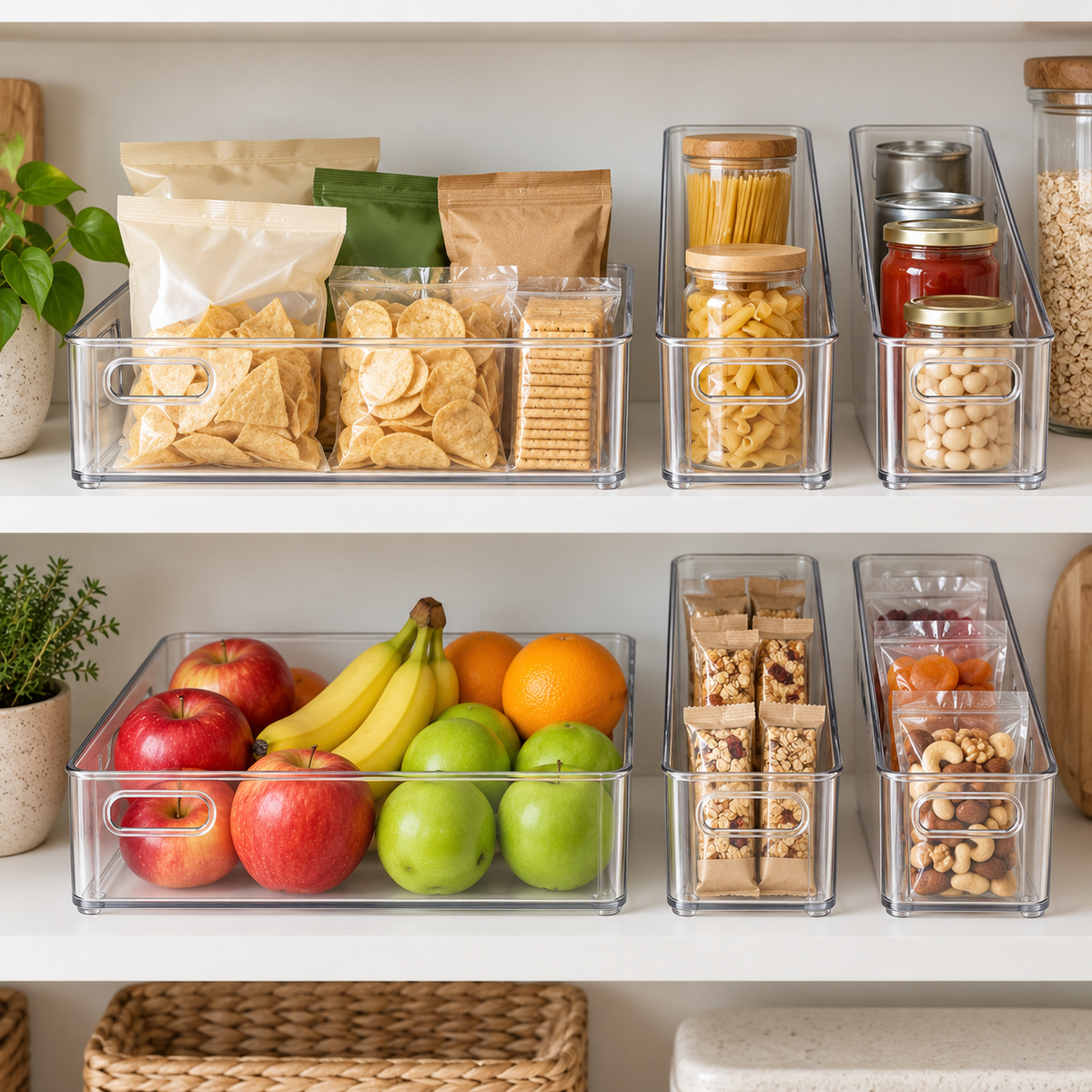 Clear Fridge Organizer Bin Set — overview