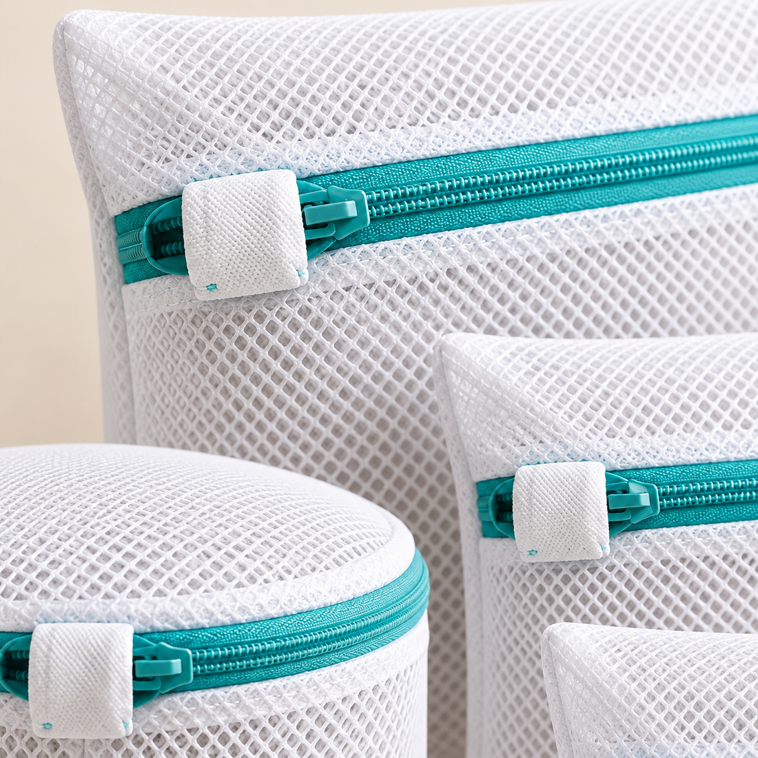 Zippered Laundry Mesh Bag Set — detail